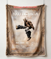 BALENCIAGA Archive 01 Streetwear Flannel Sofa Throw Blanket for Wall Decor BA070